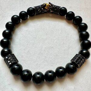 Onyx Princess Stretch Statement Bracelet  7"